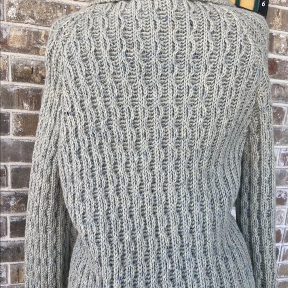 Vintage wool thick Ireland Chunky cableknit Fisherman shacket Sweater ca… - Picture 5 of 9
